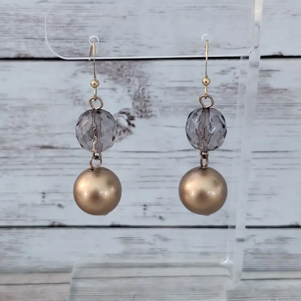Vintage Earrings Bronze & Smokey Tones Dangle for Pierced Ears